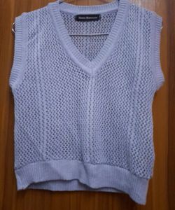 Light Blue V-Neck Knit Vest