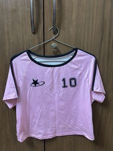 Pink Graphic Crop Top