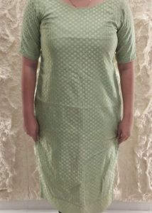 Pastel Green Self Design Straight Kurti 💚