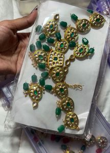 Unused Exquisite Indian Kundan Necklace Set