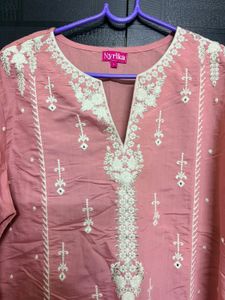 Pink and white  Embroidered Kurta Set