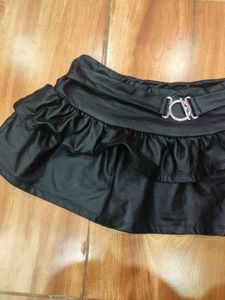 Black Ruffled Punk Mini Skirt