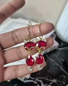 Cute Red Cat Dangle Earrings