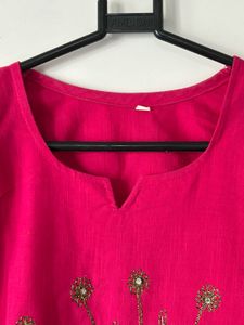 Embroidered Pink Kurta