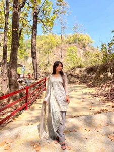 Elegant Grey Embroidered Kurta Set