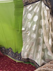 Elegant Lime Green Saree with Brocade Pallu