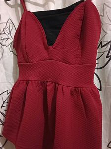 Maroon Peplum Top 🎀🩷