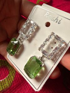 Green Gemstone Drop Earrings