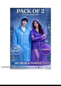 Pack of 2 Raincoats - Sky Blue &amp; Purple