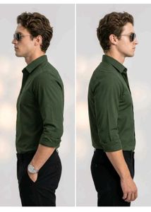 Men's Olive Green Button-Down Shirt
