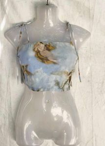 7145. Artistic Angel Print Crop Top
