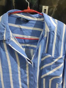Blue &amp; White Striped Button-Up Shirt