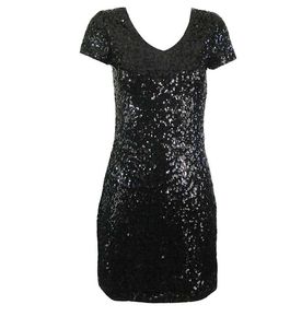 Sparkly Black Sequin Mini Dress