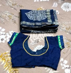 ELEGANT BLUE FLORAL SAREE