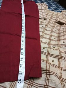 Maroon Checked Kurta with pant 🎀