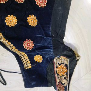 Embroidered Velvet Blouse