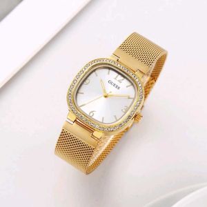Guess Gold Mesh Watch with Rhinestones