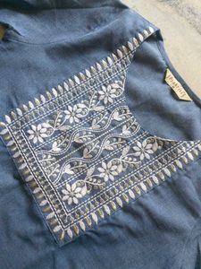 Blue Embroidered Kurta