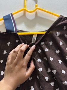 Brown Heart Print Tee