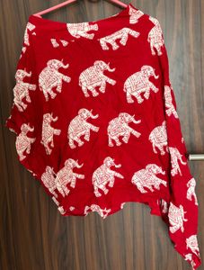 InWeave Elephant Print One Shoulder Flowy Top