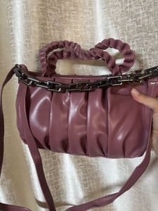 Chic Ruched Handbag with Chain Detail