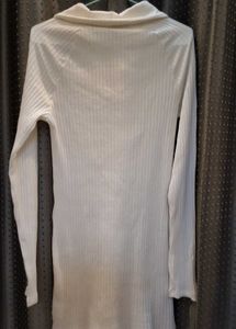 women off-white ribbed bodycon dress