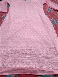 Elegant Pink Chikankari Kurta