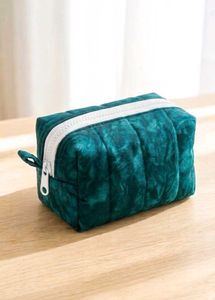 Teal Velvet Makeup Pouch