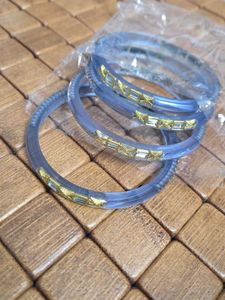Blue plastic Bangles with Gold Embellishments