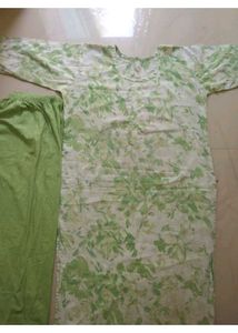 Green Floral Print Kurta & Pants Set