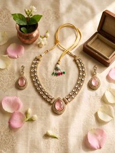 Elegant Pink Stone Jewellery Set