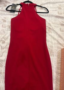 Red Halter Neck Bodycon Dress