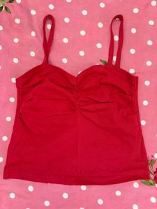 Red Ruched Cami Top