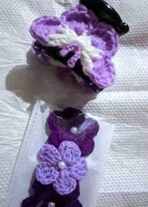 Crochet Flower Hair Clips combo✨