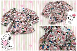 Pink Snoopy Print cottage core cute top