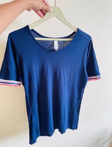 Navy Striped Cuff T-Shirt