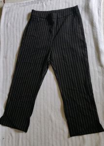 Striped Wide-Leg Cropped Trousers