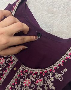 Embroidered Purple Kurta Set with Dupatta