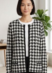 Houndstooth Print Button-Up cardigan