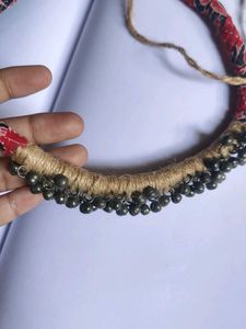 Boho Fabric Necklace with Beads
