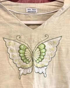 Butterfly Embroidered Tunic Top