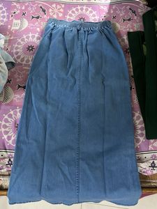 Vintage Button-Down Denim Maxi Skirt