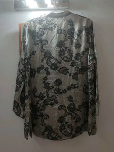 Lace Pattern Button-Down Top
