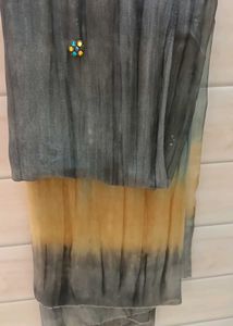 Stylish Grey &amp; Peach Ombre Kurta Set with Dupatta