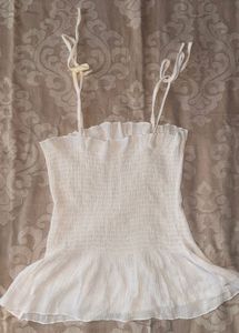 Sheer White Smocked Camisole Top