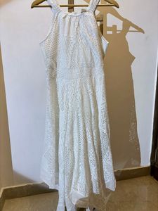 Elegant White Crochet Maxi Dress