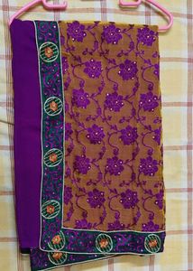 Embroidered Floral Saree with blouse piece