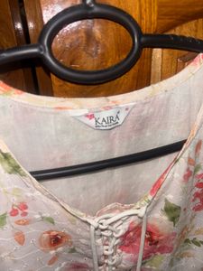 kaira Floral Print Lace-Up Tunic Top