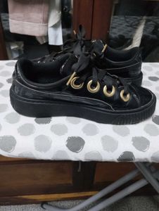 Puma Black Patent Platform Sneakers