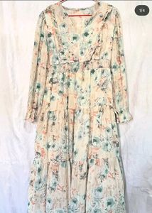 Floral Print Tiered Midi Dress